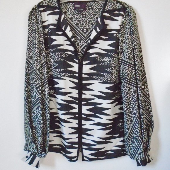 BIBHU Mohapatra New York City made silk black white luxury blouse 4 USA small - Picture 3 of 5